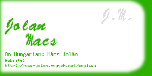 jolan macs business card